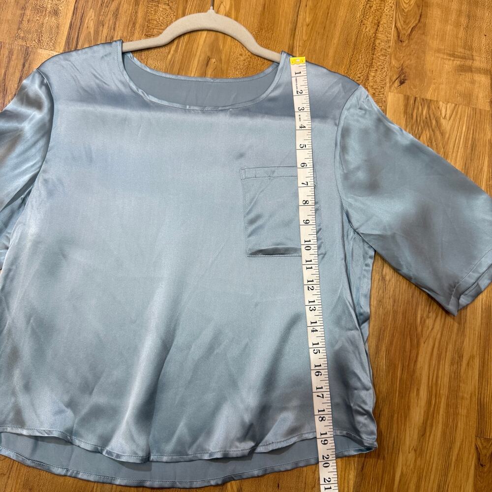 NWT Silk Silky Gray Blue Mulberry Silk Half Sleeve Luxury Feminine Pajama Set XS - Picture 5 of 10